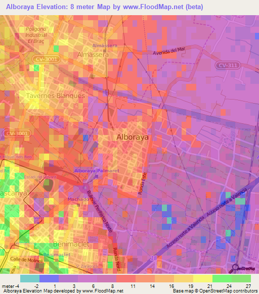 Alboraya,Spain Elevation Map