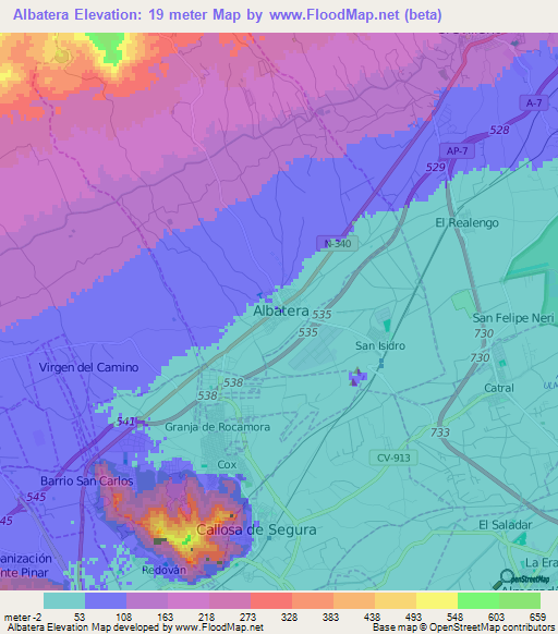Albatera,Spain Elevation Map