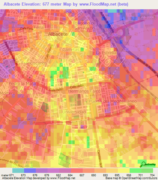 Albacete,Spain Elevation Map