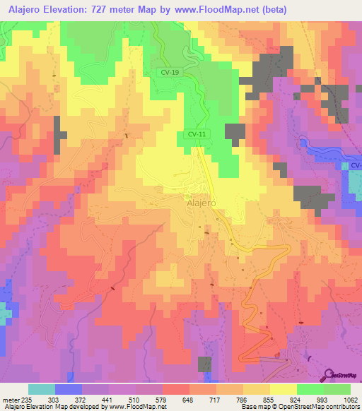 Alajero,Spain Elevation Map