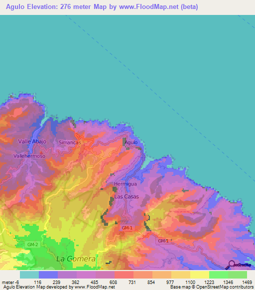 Agulo,Spain Elevation Map