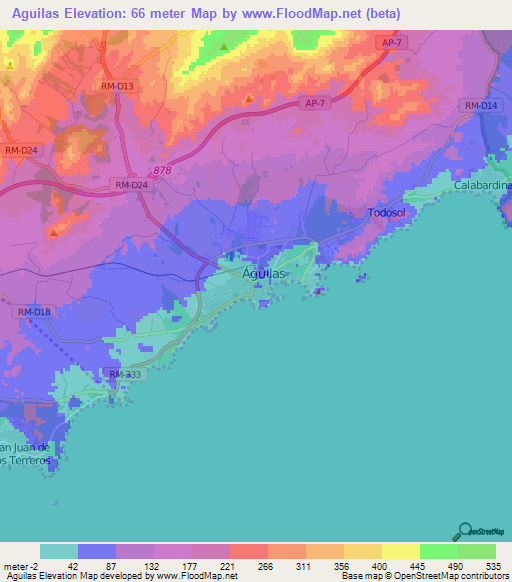 Aguilas,Spain Elevation Map