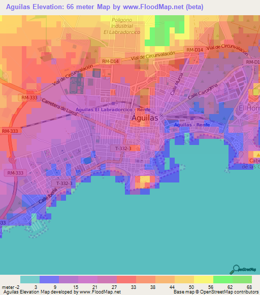 Aguilas,Spain Elevation Map