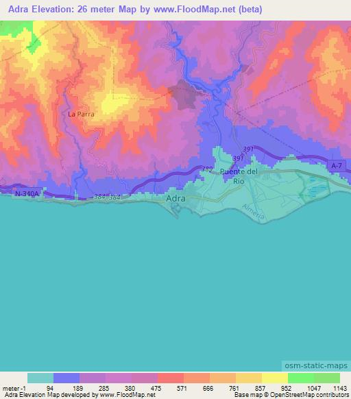 Adra,Spain Elevation Map