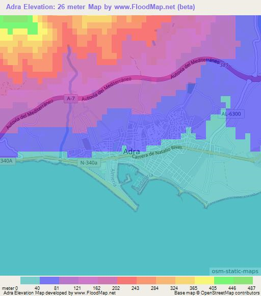 Adra,Spain Elevation Map