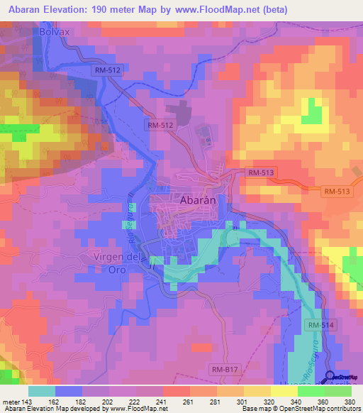 Abaran,Spain Elevation Map