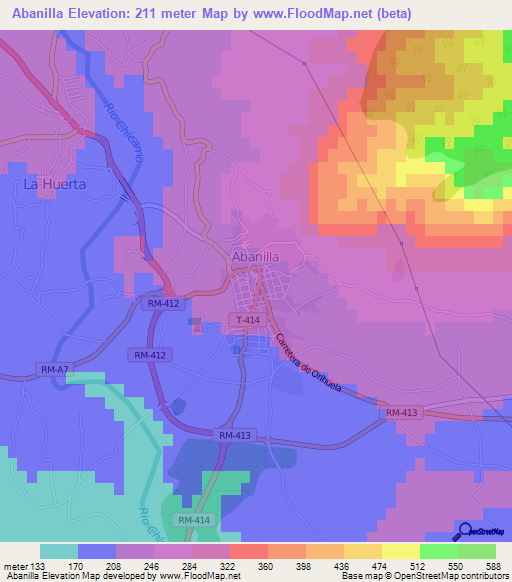 Abanilla,Spain Elevation Map