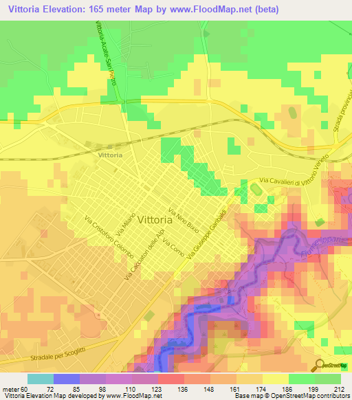 Vittoria,Italy Elevation Map