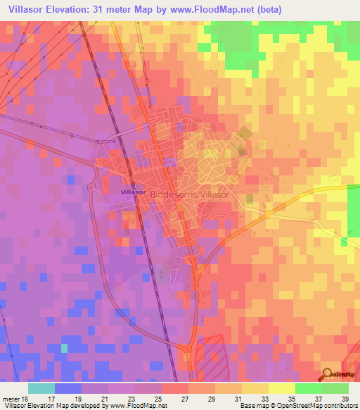 Villasor,Italy Elevation Map