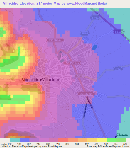 Villacidro,Italy Elevation Map