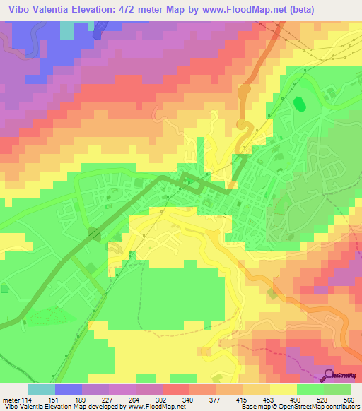 Vibo Valentia,Italy Elevation Map