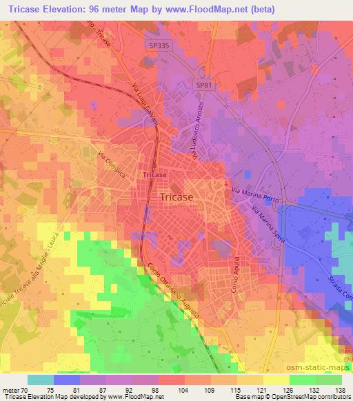 Tricase,Italy Elevation Map