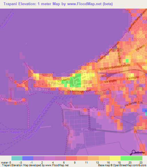 Trapani,Italy Elevation Map