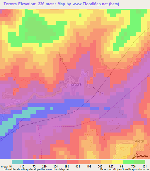 Tortora,Italy Elevation Map