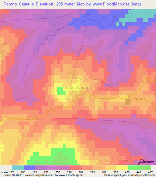 Torano Castello,Italy Elevation Map