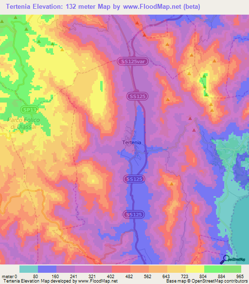 Tertenia,Italy Elevation Map