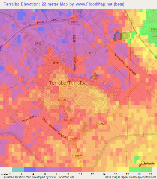 Terralba,Italy Elevation Map