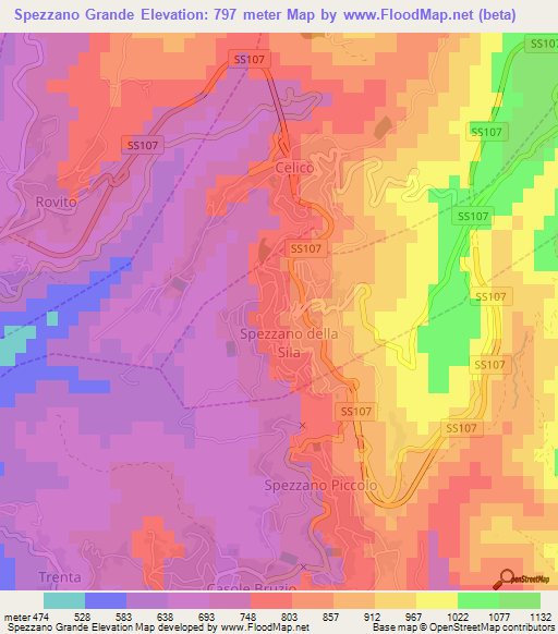 Spezzano Grande,Italy Elevation Map