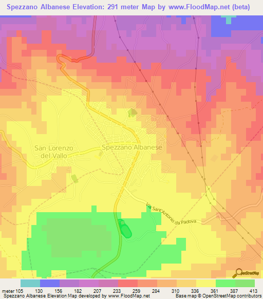 Spezzano Albanese,Italy Elevation Map