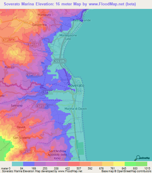 Soverato Marina,Italy Elevation Map