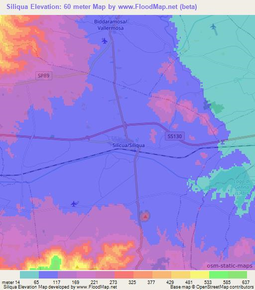 Siliqua,Italy Elevation Map