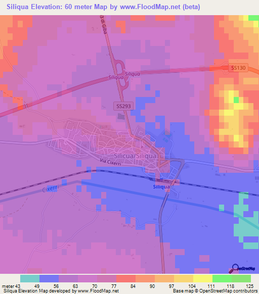 Siliqua,Italy Elevation Map