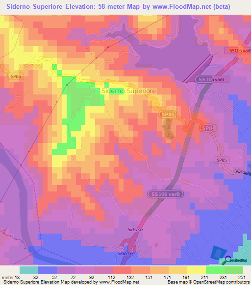 Siderno Superiore,Italy Elevation Map