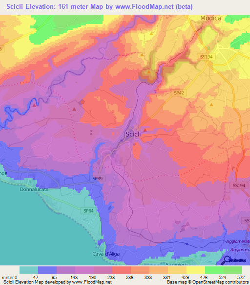 Scicli,Italy Elevation Map