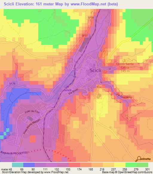 Scicli,Italy Elevation Map