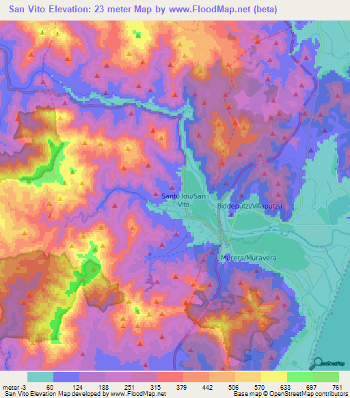 San Vito,Italy Elevation Map