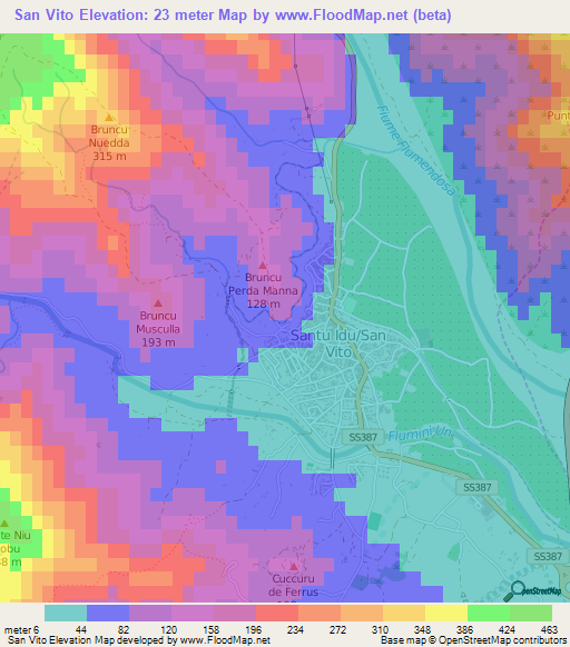 San Vito,Italy Elevation Map