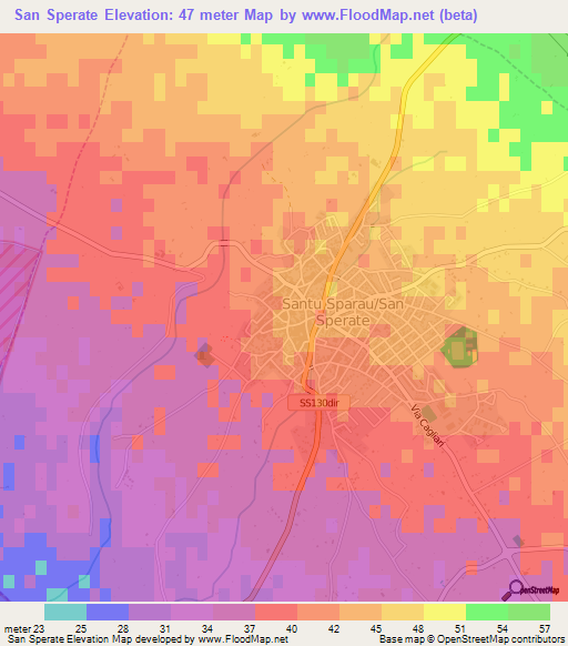 San Sperate,Italy Elevation Map