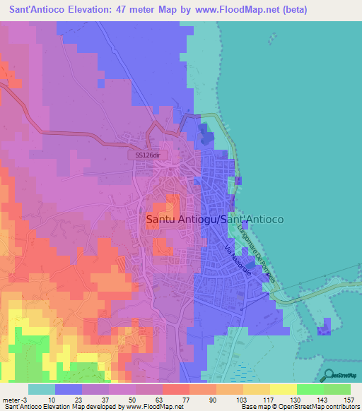 Sant'Antioco,Italy Elevation Map