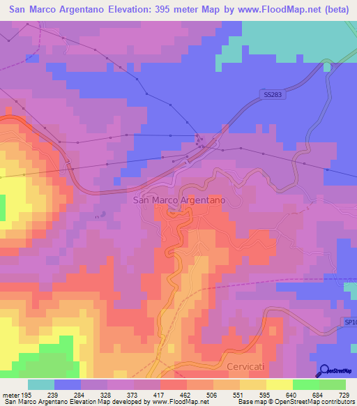 San Marco Argentano,Italy Elevation Map