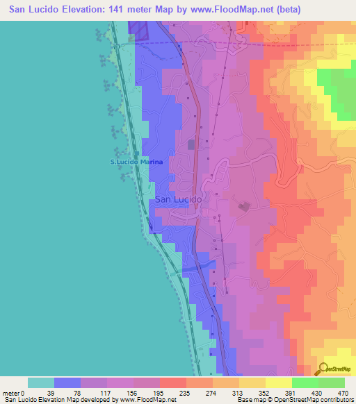 San Lucido,Italy Elevation Map