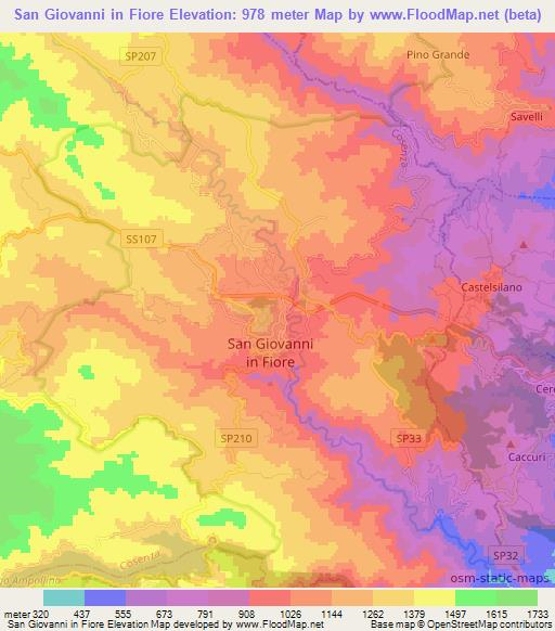 San Giovanni in Fiore,Italy Elevation Map