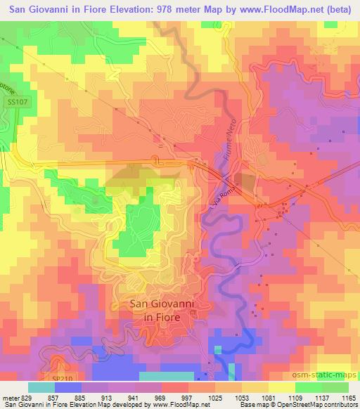 San Giovanni in Fiore,Italy Elevation Map