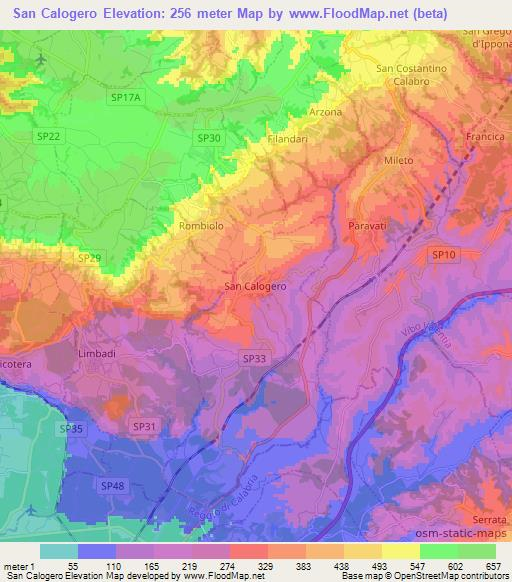 San Calogero,Italy Elevation Map