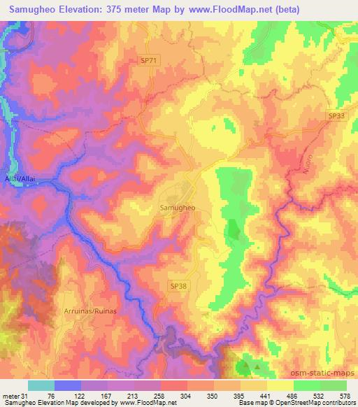 Samugheo,Italy Elevation Map