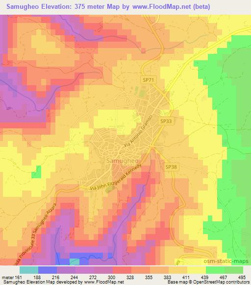 Samugheo,Italy Elevation Map