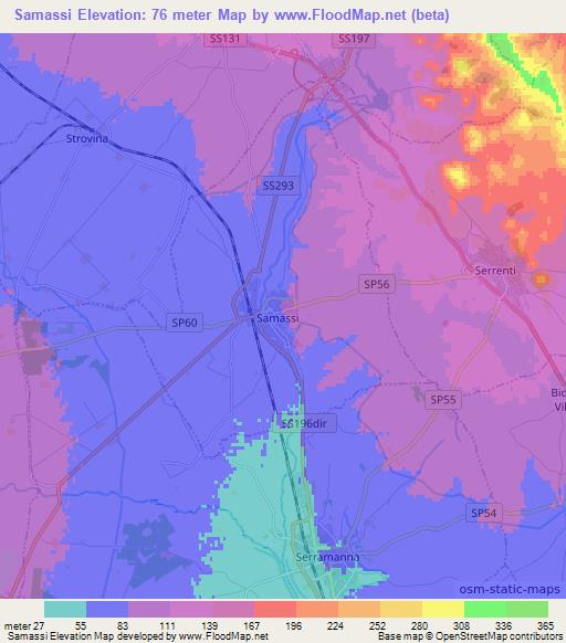 Samassi,Italy Elevation Map