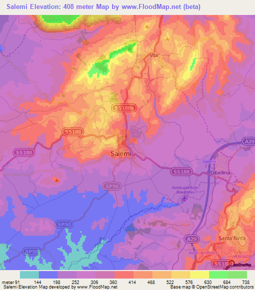 Salemi,Italy Elevation Map