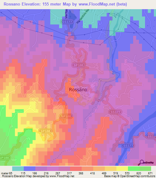 Rossano,Italy Elevation Map