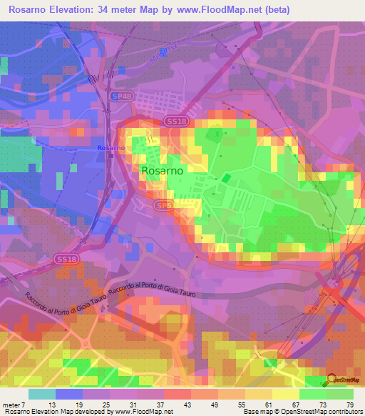 Rosarno,Italy Elevation Map