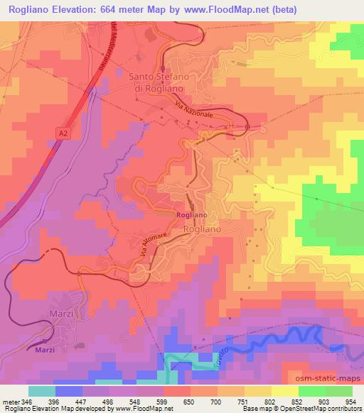 Rogliano,Italy Elevation Map