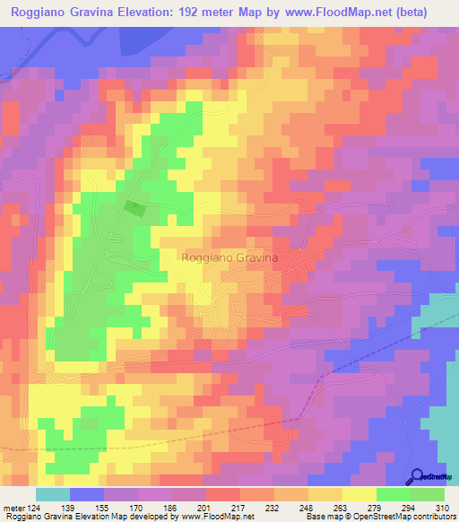 Roggiano Gravina,Italy Elevation Map