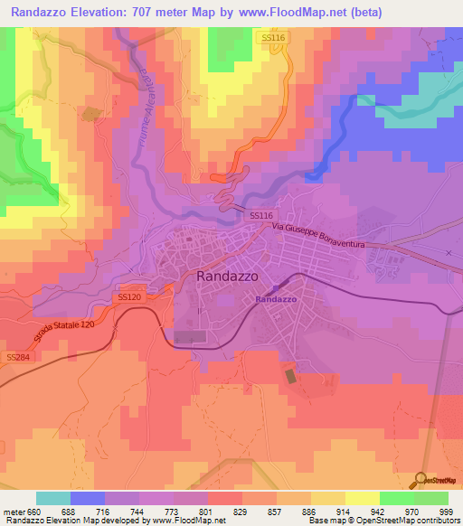 Randazzo,Italy Elevation Map