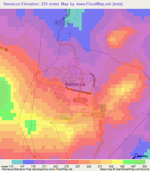 Ramacca,Italy Elevation Map