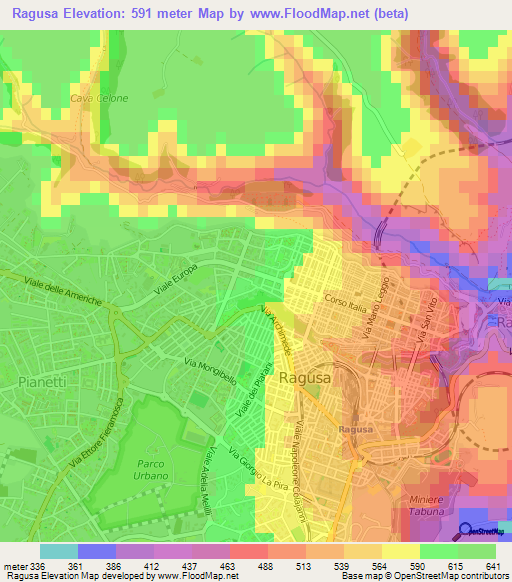 Ragusa,Italy Elevation Map