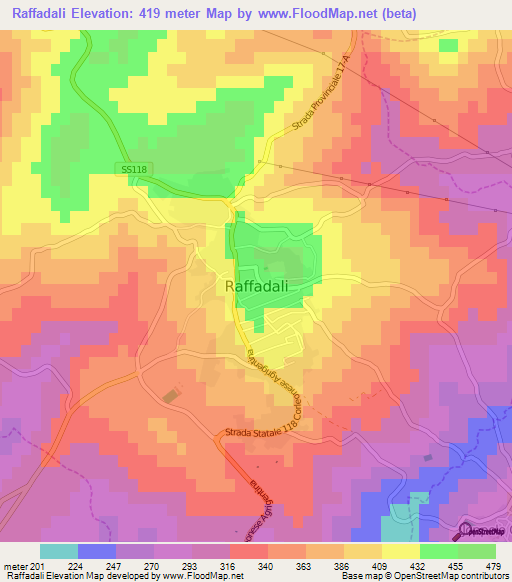 Raffadali,Italy Elevation Map